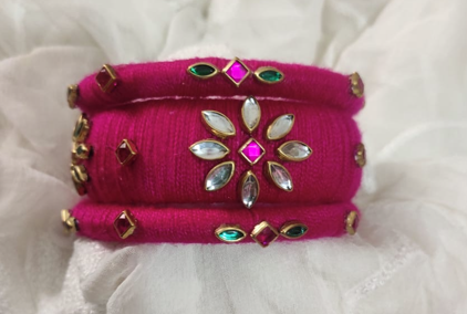 Handmade Red & Gold Silk Thread Bangle Set | Bridal & Festive Kundan Jewelry (Limited Stock)