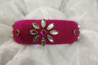 Handmade Red & Gold Silk Thread Bangle Set | Bridal & Festive Kundan Jewelry (Limited Stock)